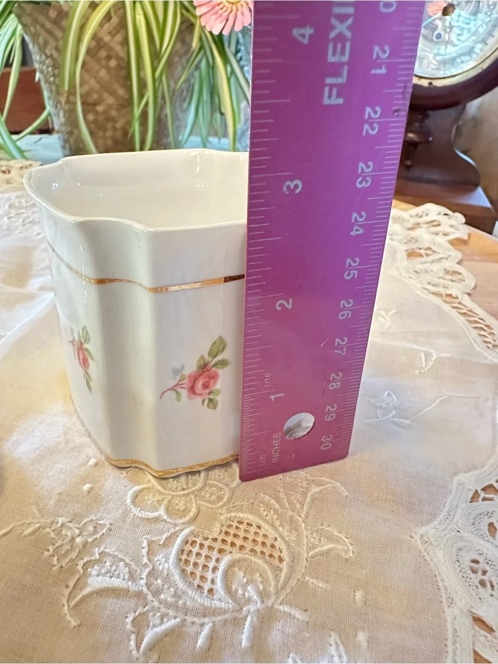 Vintage Royal Stafford English Bone China Lidded Jar Pink Roses Gold